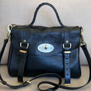 Mulberry Black Leather Satchel with Gold Hardware